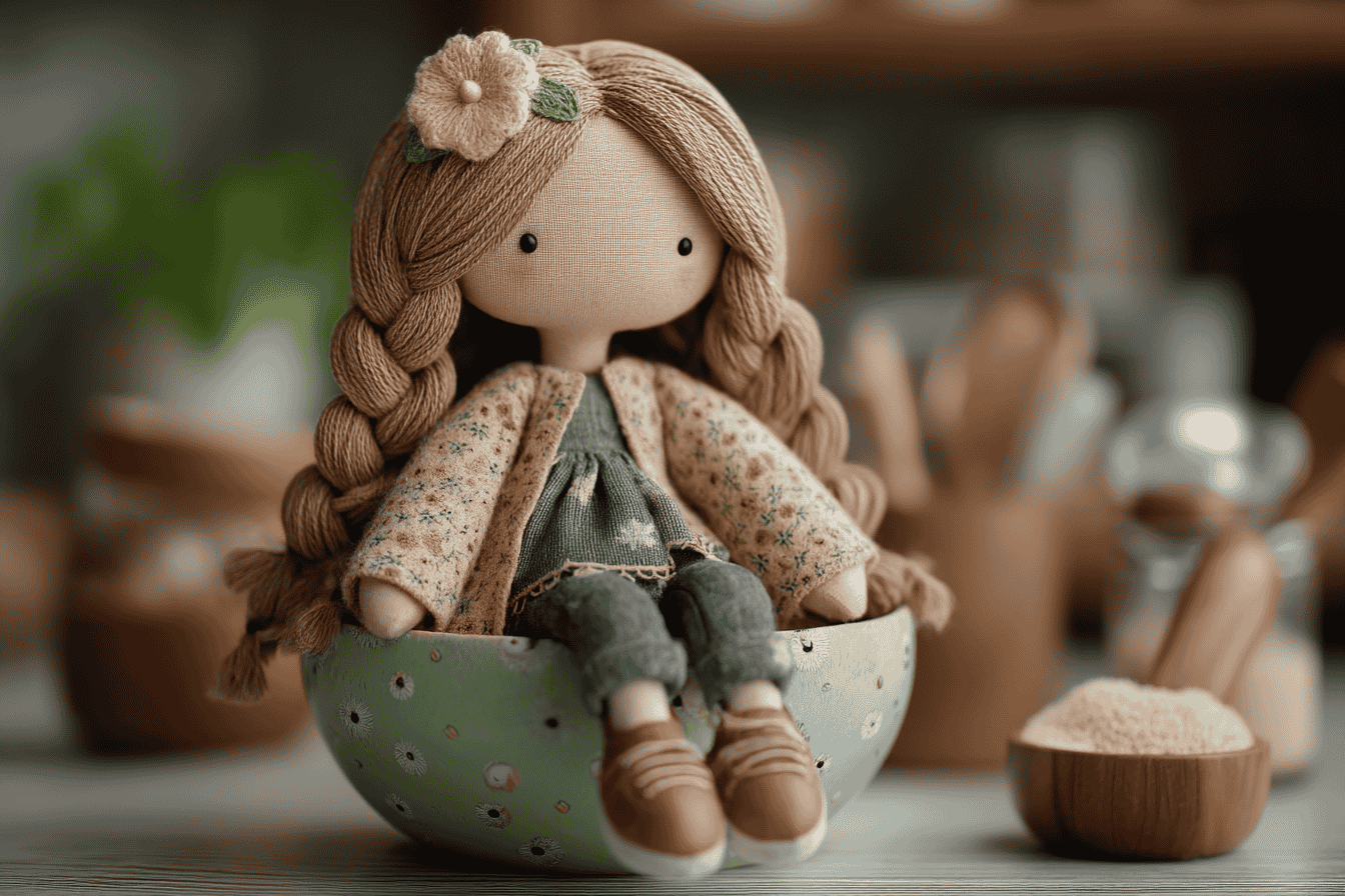 A lovingly crafted traditional Turkish doll made from fabric and wood