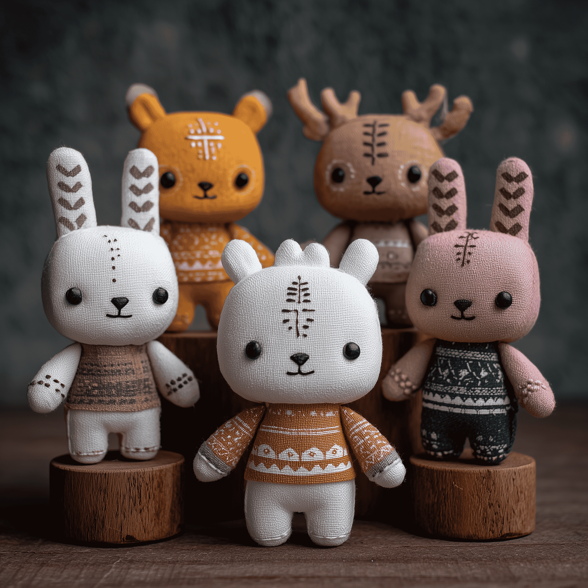 A collection of beautifully crafted wooden and fabric handmade toys